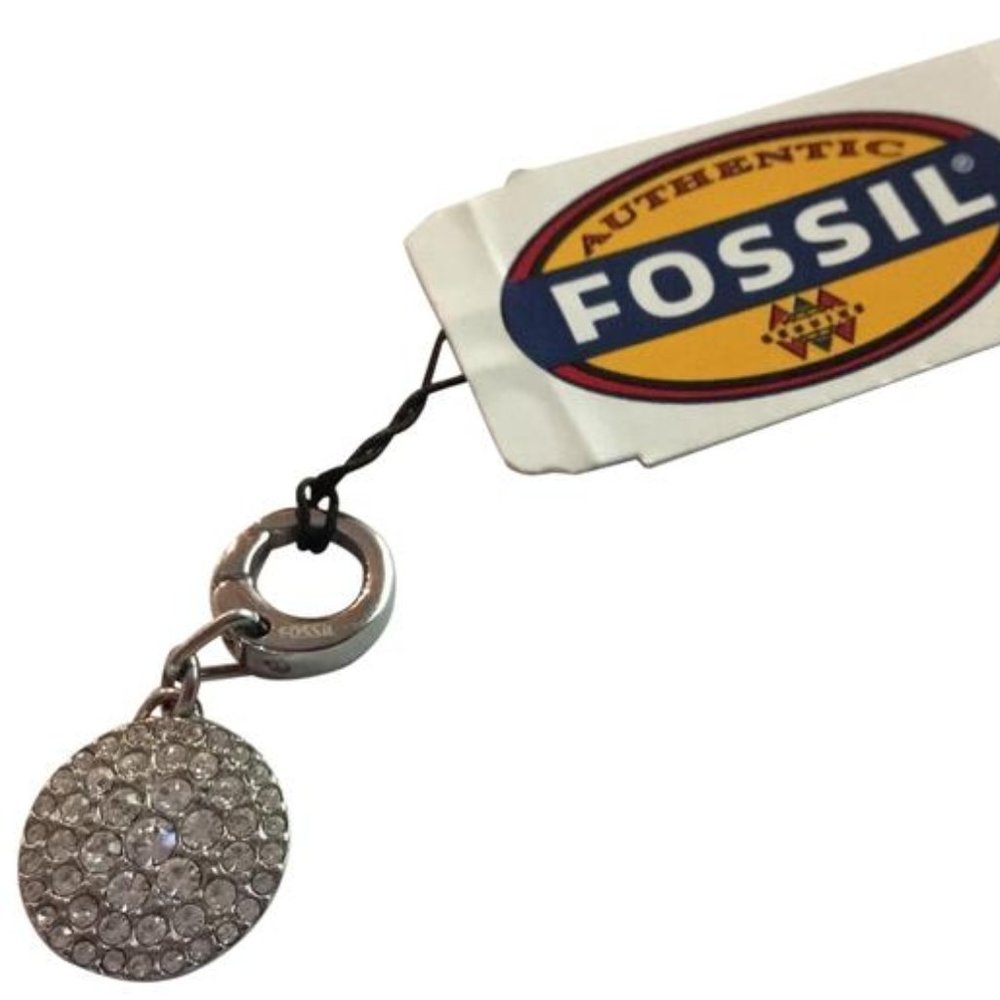 Fossil Silvertone Pave Circle Charm